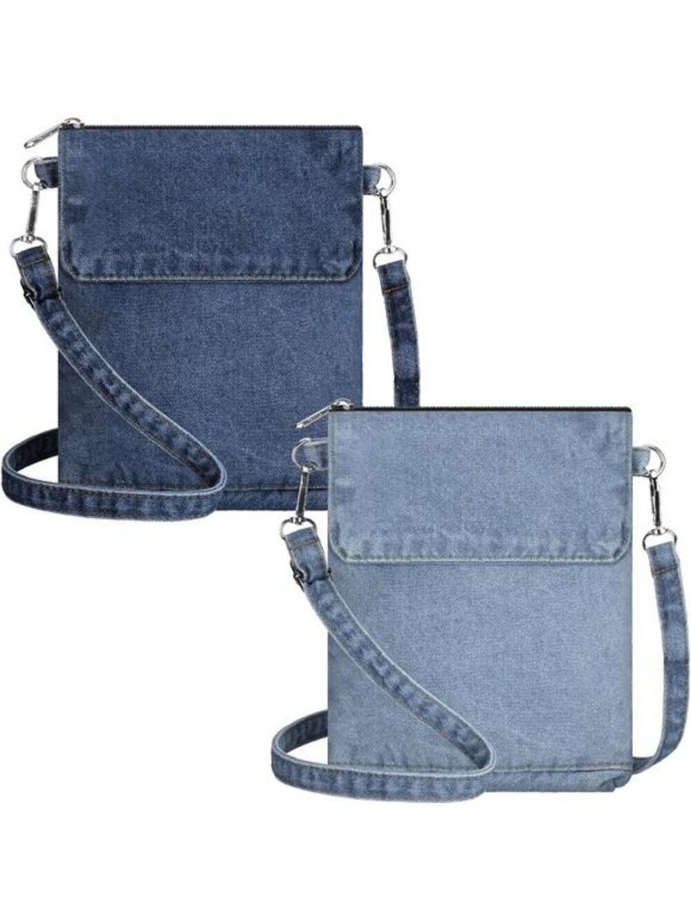 2 Pack Denim Crossbody Bag Small Jean Purse Adjustable Shoulder Handbag for Wome